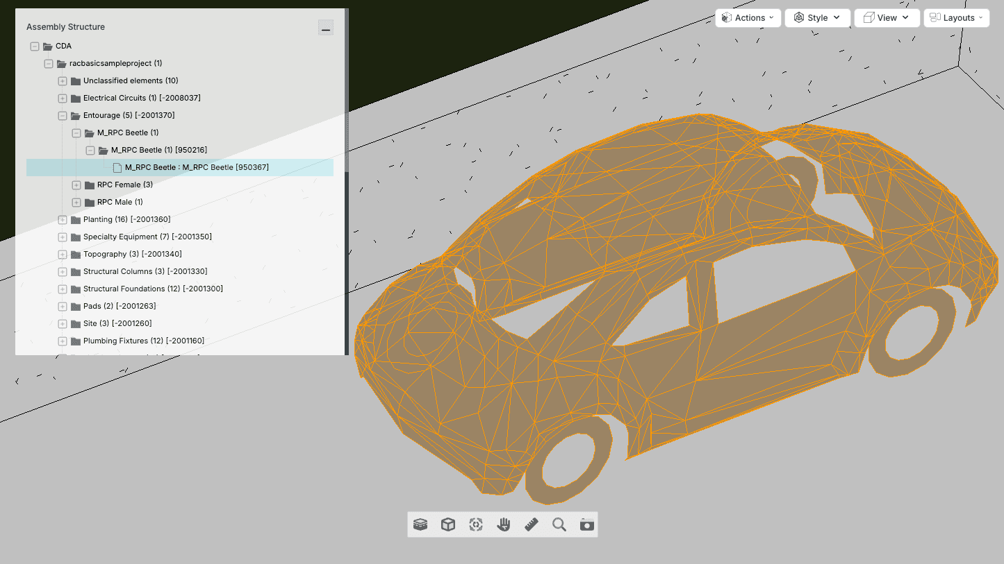 The model tree and properties panel in the Lunr BIM viewer.